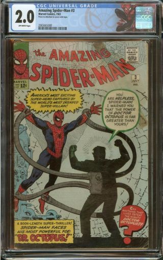 Spider - Man 3 Cgc 2.  0 Origin & 1st App.  Of Doctor Octopus Stan Lee 1963