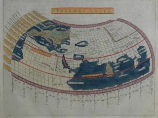Tavola Universale Del Mondo - Coloured Copper Engraving World Map - Ptolemy 1620