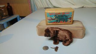 Vintage Wind Up Walking Bear Toy Made In Occupied Japan