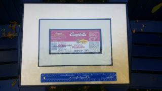 Andy Warhol Signed/autographed Campbell Soup Label.