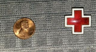 Sterling Silver Enamel American Red Cross Pins Brooches Wwii Ww2 Era
