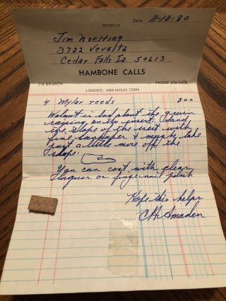 Vintage Hambone C.  H.  Amaden Arkansas Duck Call With 2