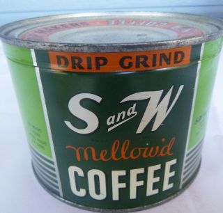 Vintage S And W Coffee 1 Lb Keywind Tin Can San Francisco Seattle Ny