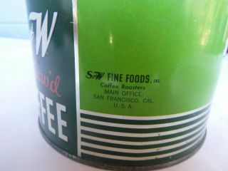 vintage S and W Coffee 1 lb keywind tin can San Francisco Seattle NY 2