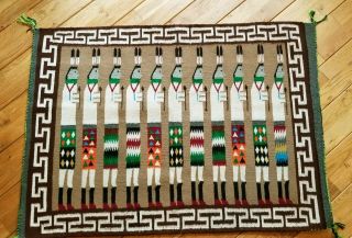 Navajo vintage Ida Yazzie Yei pictorial rug/blanket/hanging Crown Point NM 30x42 2