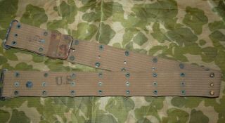 Ww2 Us Army Khaki Canvas M1936 Model Pistol Belt Dated Used/good 1943 Dated