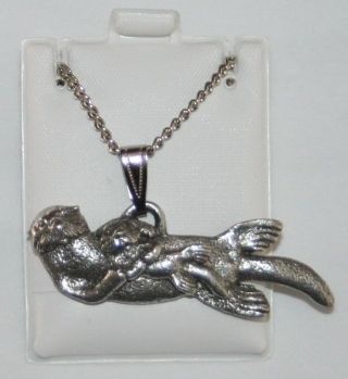 Sea Otter Harris Fine Pewter Pendant W Chain Necklace Usa Made