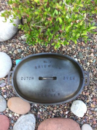 VINTAGE GRISWOLD No.  7 CAST IRON OVAL DUTCH OVEN ROASTER WITH LID. 3