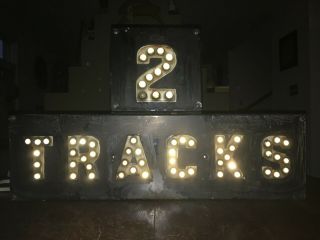 Vintage " 2 Tracks " Railroad Crossing Sign W/ Marble Cat Eye Reflectors