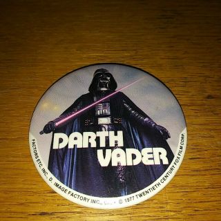 Vintage 1977 20th Century Fox Darth Vader Star Wars Pin Button 3 " Souvenir