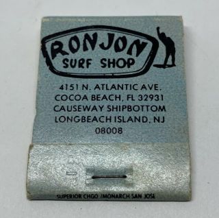 Vintage Matchbook Ron Jon Surf Shop Cocoa Beach Blue Unstruck Intact
