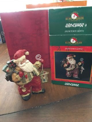 Kurt S Adler Snowtown Santa With Lantern And Bag 5 " High