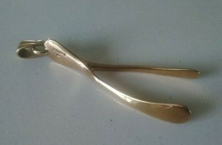 Vintage 9ct Solid Gold Hallmarked Lucky Wishbone Pendant 4.  5cm Long 3.  4g
