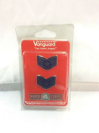 Vintage Us Military Badge Air Force Ssgt.  Blue Chevron Vanguard.