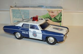 Alps Japan Sears 11 " Tin Battery Operated Chevy Caprice Highway Patrol Car W/box