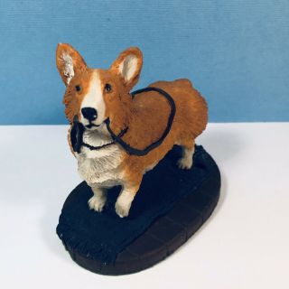 Coalport Welsh Corgi Figurine,  Leash In Mouth,  Collectible Made In England