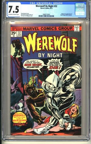 Werewolf By Night 32 Cgc 7.  5 Oww Vf - Marvel Comics 1975 1st App Moon Knight