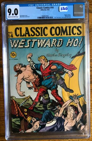 1943 Classic Comics 14 Westward Ho Cgc 9.  0
