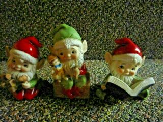 Set Of 3 Vintage Homco Christmas Santa 