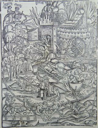 1502 Grüninger Master - Incunabula Woodcut - Underground Hell Monsters