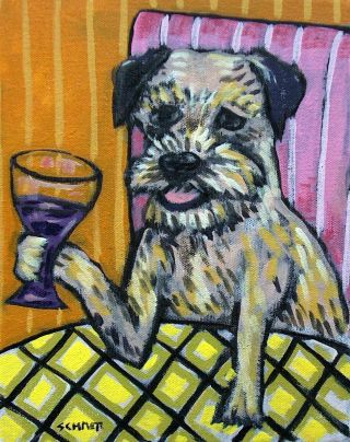 Border Terrier Tasting Dog Art Painting Print 11x14