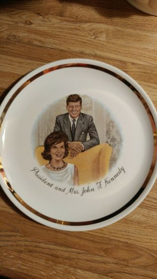 President & Mrs.  John F.  Kennedy 1963 7” Plate Gold Trim Vintage