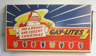 Gay - Lites 8 - Light C - 6 " Flame " Bulb Mid - Century Christmas Set Box