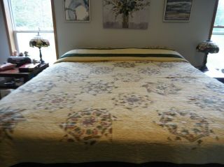 Vintage Handmade Quilt,  King Size,  Amish Style? Hand And Machine Stiched