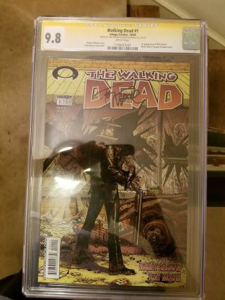 WALKING DEAD 1 CGC 9.  8 SIGNED BY ROBERT KIRKMAN AND TONY MOORE BLACK LABEL 3
