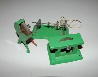 Vintage Tin Toy Steam Engine Accessory Grinding Stone Saw Mill - S24