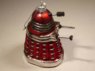 Dr Who Kurt Adler 5 - Inch Red Dalek Robot Glass Ornament