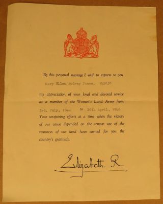 Thank You Letter From Princess Elizabeth For Women 