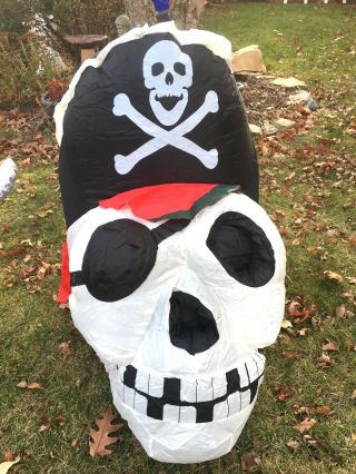 4 Ft Halloween Sports Mascot Pirate Skeleton Skull Lighted Airblown Inflatable