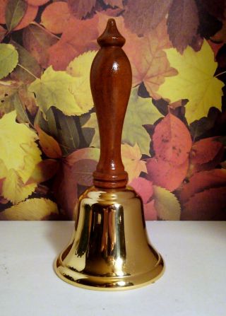 Vintage Brass Bell With Wood Handle.