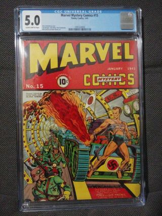 Marvel Mystery Comics 15 (1/41).  Wwii Nazi Cover By Schomburg.  Cgc 5.  0.