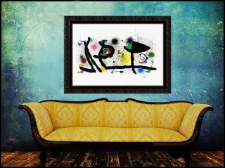 Joan Miro Sculptures Large Color Lithograph Signed Abstract Modern Framed Art