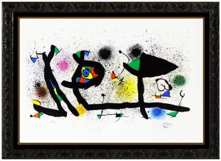 Joan Miro Sculptures Large Color Lithograph Signed Abstract Modern Framed Art 2