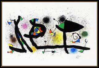 Joan Miro Sculptures Large Color Lithograph Signed Abstract Modern Framed Art 3