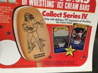 Vintage Ultimate Warrior Ice Cream Bar Display Sign Snack Food Box Wrestling 2
