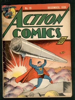 Action Comics 19 Dc 1939 7th Superman Cover Vintage Golden Age