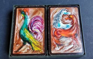 Vintage Hallmark Pinochle Playing Card Decks Wild Things Degrazia Rooster Horses