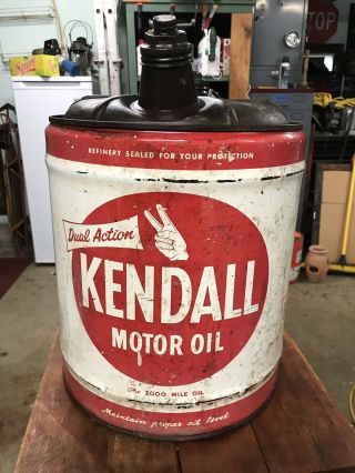 Vintage Kendall Oil Can 5 Us Gallons Empty Old
