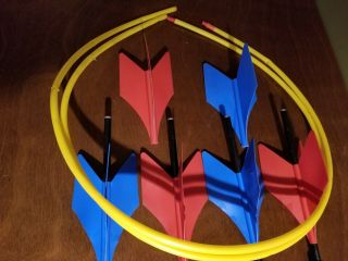 (6) Six Vintage Lawn Game Red/blue Fins Only W/rings - Not For Play -