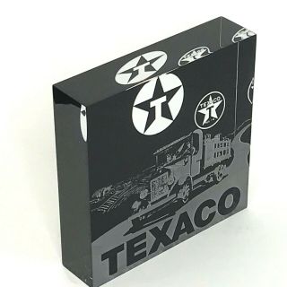 Vintage Texaco Truck Lucite Paperweight Etched Truck Texaco Logo 5 X 5 X 1
