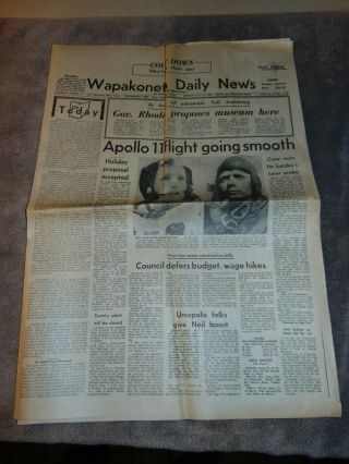 July 17,  1969 Wapakoneta Ohio Newspaper: Apollo 11 Neil Armstrong Hometown Paper