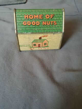 Vintage The Nut House Lynn Massachusetts Tin Peanut Container Nuts