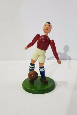 Vintage Wooden Toy Figurine,  Football Player Czechoslovakia 1950 