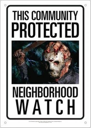 This Community Protected By Jason,  Friday The 13th Movie Photo Tin Sign Poster