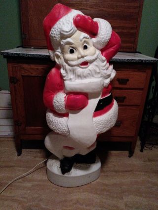 Large 43 " Union Products Santa Claus Lighted Plastic Blow Mold Christmas Yard