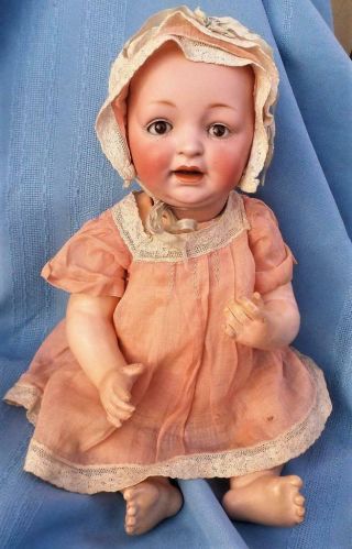 Antique Kestner Jdk 13 " German Bisque Head Baby Doll Dome Head Brown Sleep Eyes